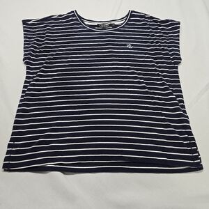 Lauren Ralph Lauren Black Label Striped Capped Sleeves Shirt Women's Large